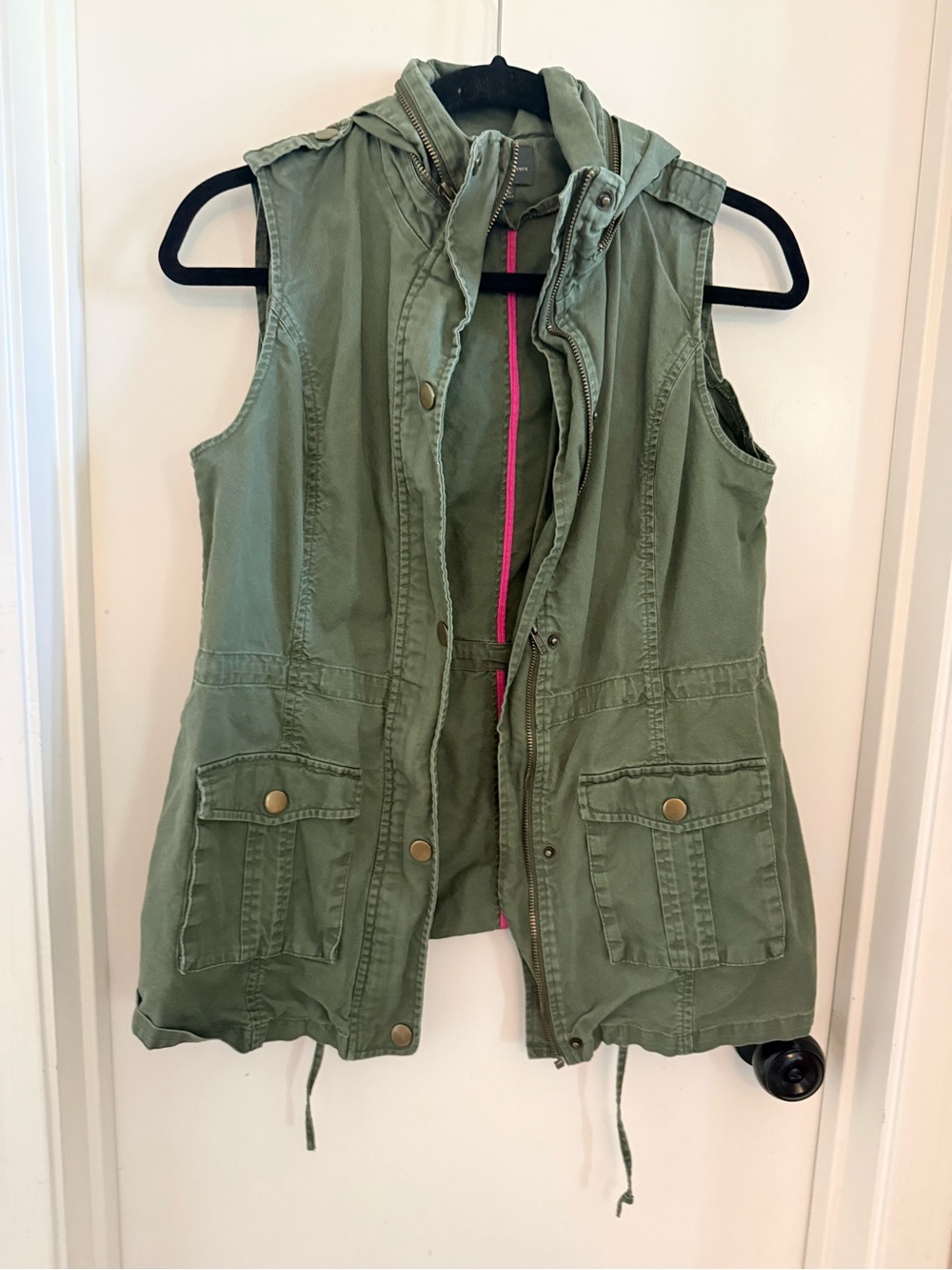 Market & Spruce Olive Green Hooded Utility Vest